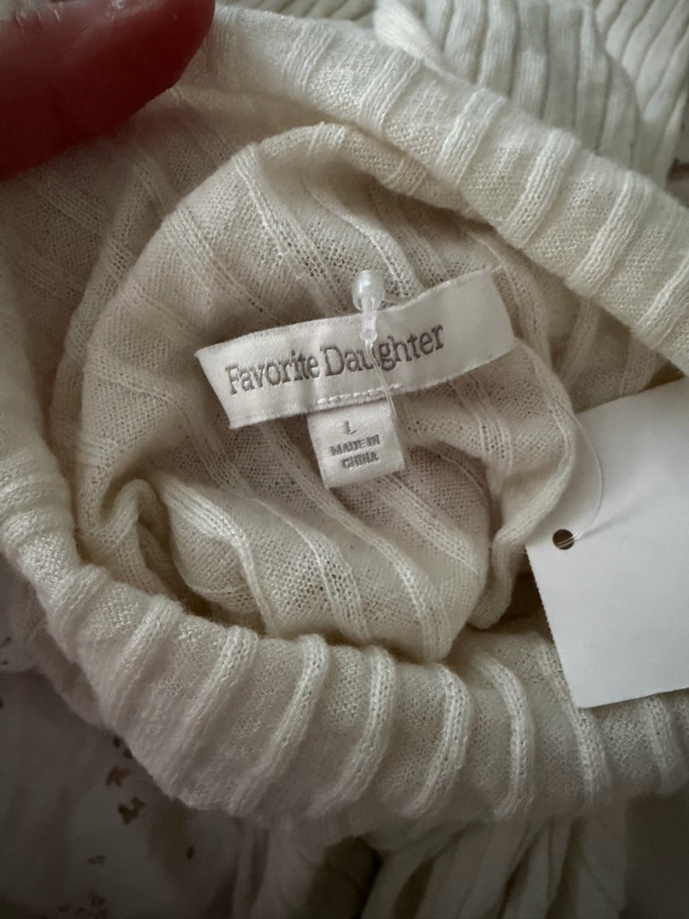 Favorite Daughter Nina Wool Turtleneck Sweater Cream Ribbed Size L - Picture 6 of 8